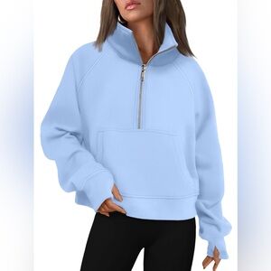Sky Blue Women's Quarter-Zip Sweatshirt